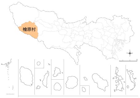 東京都の中で檜原村の位置を示す地図